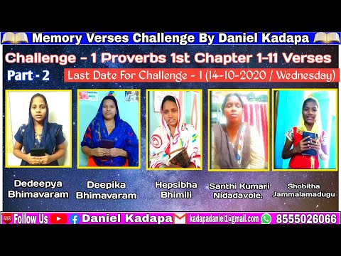 Memory Verses Challenge - 1, Proverbs 1: 1-11 Verses (Part-2)