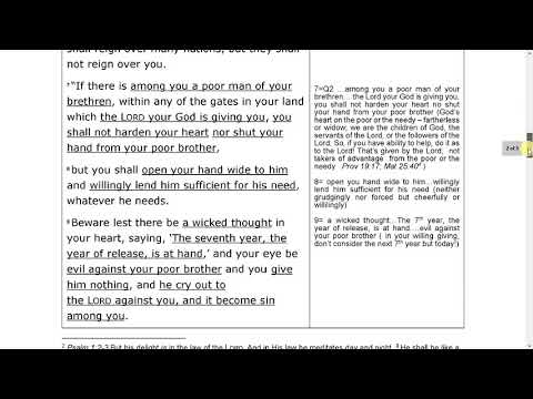 "The Year Of Release"  Deuteronomy 15:1-23