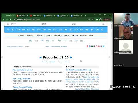 Wednesday Morning Bible Study Proverbs 18:20-24 5/11/2022