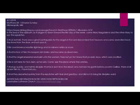 Easter Sunday Sermon 4/1/2018: Matthew 28: 1-8 (Church of Forgiveness of Sins)
