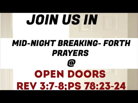 OPEN DOORS Rev 3:7-8  Acts 12:9-11 #Midnight Prayers #June 2022 edition #beau Mins