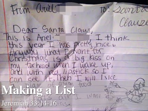 Making a List (Jeremiah 33:14-16)