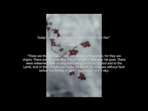 Revelation 14:4-5 "Be righteous when others are not."  Pastor Dj