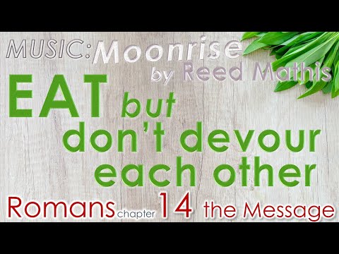 Romans 14:1-22 - EAT but don't devour each other - the Message - MUSIC "Moonrise" Reed Mathis
