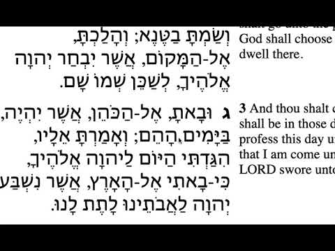 Ki Tavo (Deut 26:1-3) in Hebrew
