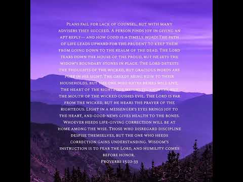 NIV Bible Verses of the day: Romans 15:4/Proverbs 15:22-33.   Selected/ Spoken by: "Woman of God"????