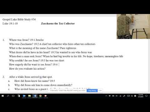 Boksoon Kim Bible Study Luke 19:1-10 Zacchaeus Tax Collector