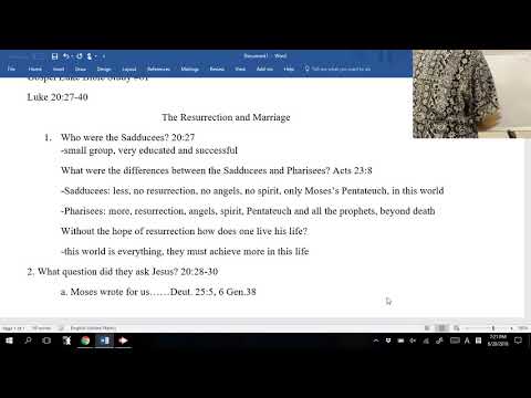 Boksoon Kim Bible Study Luke 20:27-40 The Resurrection and Marriage