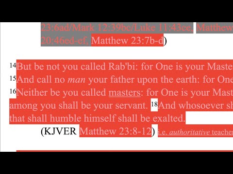 545. The Scribes Love Being Called Rabbi... Matthew 23:6-12, Mark 12:39, Luke 11:43 & 20:46