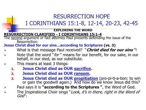 Resurrection hope 1 Corinthians 15:1-8, 12-14, 20-23, 42-45