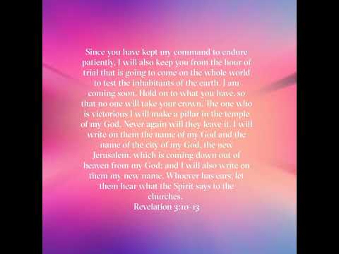 NIV Bible Verses of the day: 1Corin15:1-3/Revelation 3:10-13 Selected/Spoken by: "Woman of God" ????