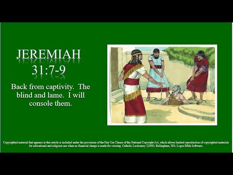 30th Sunday – OT – B - First Reading - Jeremiah 31:7–9 - Back from captivity.  The bli