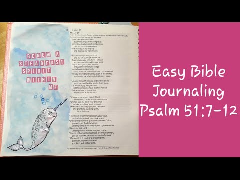 Easy Bible Journaling | Psalm 51:7-12 | Using Stamps, Watercolors and Stickers