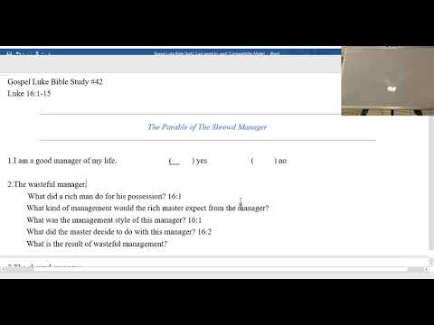 Boksoon Kim Bible Study Luke 16:1-15 the shrewd manager