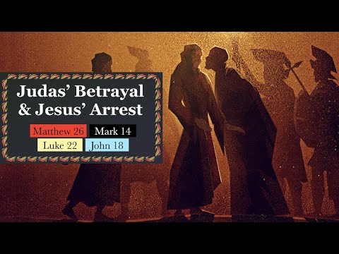 636. Jesus, I AM. They Fall. Judas Kiss. Matthew 26:49, Mark 14:45, Luke 22:47, John 18:4-9