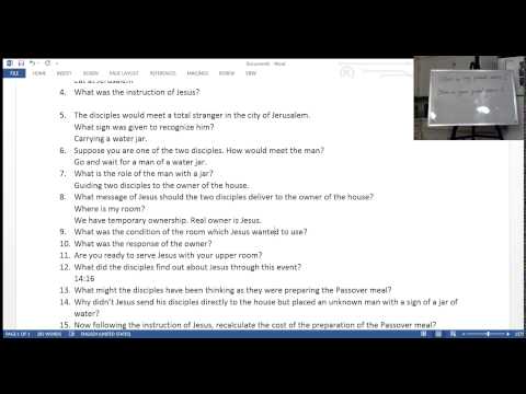 Boksoon Kim Bible Study Mark 14:12-16 The Passover preparation