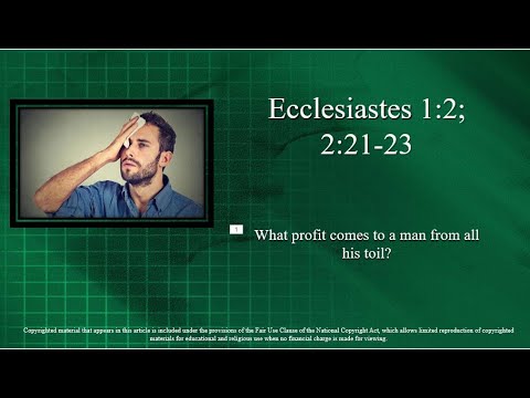 18th Sunday – OT – C - First Reading - Ecclesiastes 1:2, 2:21–23 – What prof