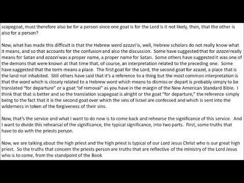 S. Lewis Johnson - "The Day of Atonement - 2" (Leviticus 16:20-23)