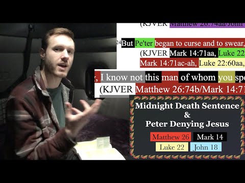 656. Peter's 3rd denial of Jesus. Matthew 26:74, Mark 14:71, Luke 22:60, John 18:27