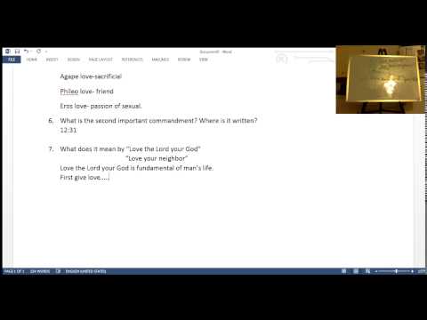 Boksoon Kim Bible Study Mark 12:28-34 The Greatest Commandment