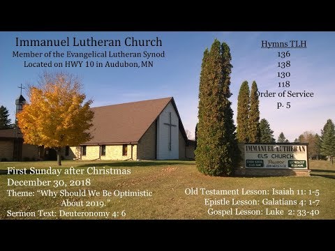 "Why Should We Be Optimistic About 2019."  Deuteronomy 4: 6 Dec 30, 2018