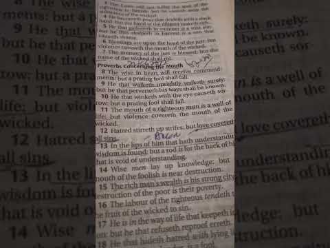 The Living Word of God. Scripture Reading Proverbs 10:8-12 KJV