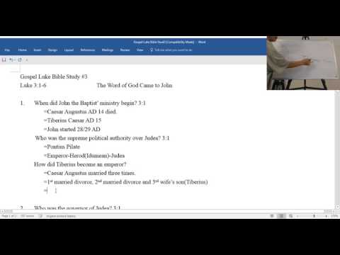 Boksoon Kim Bible Study Luke 3:1-6 The words of God came to John