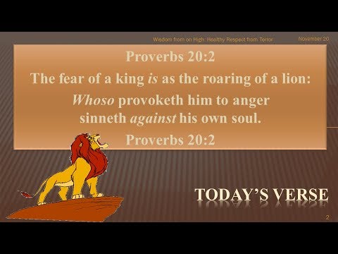 Nov 20 -- Healthy Respect Is from Terror, Proverbs 20:2