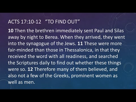 To Find Out | Acts 17:10-12