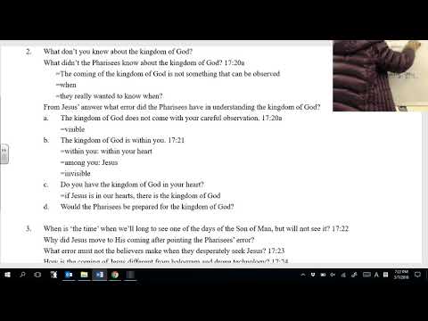 Boksoon Kim Bible Study Luke 17:20-37 The Coming of the Kingdom of God