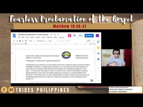 FEARLESS PROCLAMATION OF THE GOSPEL | Matthew 10:26-31 | TRIBES PHILIPPINES