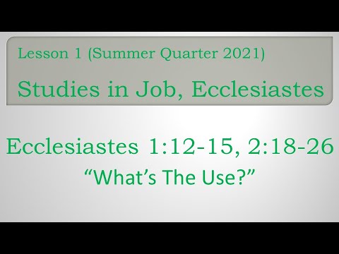 Ecclesiastes 1:12-15, 2:18-26 "What's the Use?"