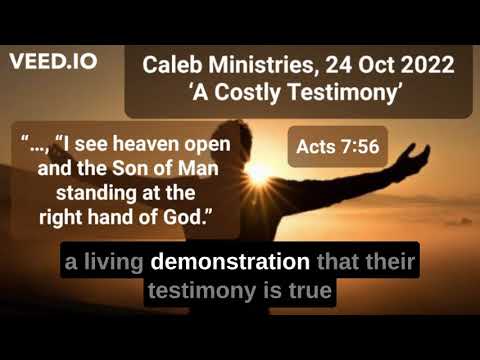 24 Oct 2022, ‘A Costly Testimony’, Acts 7:56, @Caleb Ministries (Dr Paul de Waal)