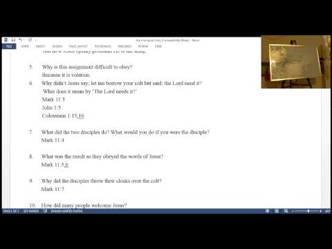 Boksoon Kim Bible Study Mark 11: 1-11 The Triumphal Entry