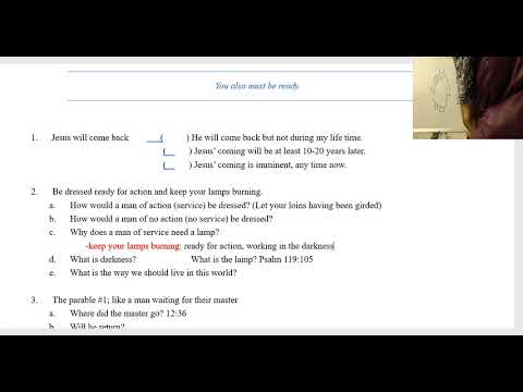 Boksoon Kim Bible study Luke 12:35-48 You also must be ready