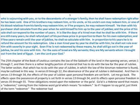 S. Lewis Johnson - "Christ, Our Kinsman-Redeemer" (Leviticus 25:25 & 47-55)