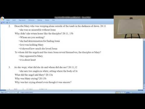 Boksoon Kim Bible Study John 20:10-18 Jesus appears to Mary Magdalene